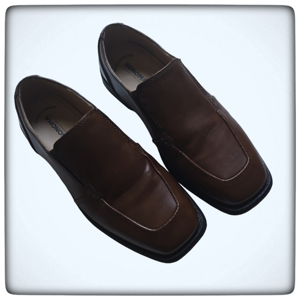 Sonoma Cognac Brown Memory Foam Boys Dress Uniform Shoes-3